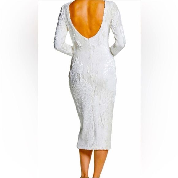 NWT Dress the Population Natalie White Scoop back sequin-K18 - Picture 3 of 6